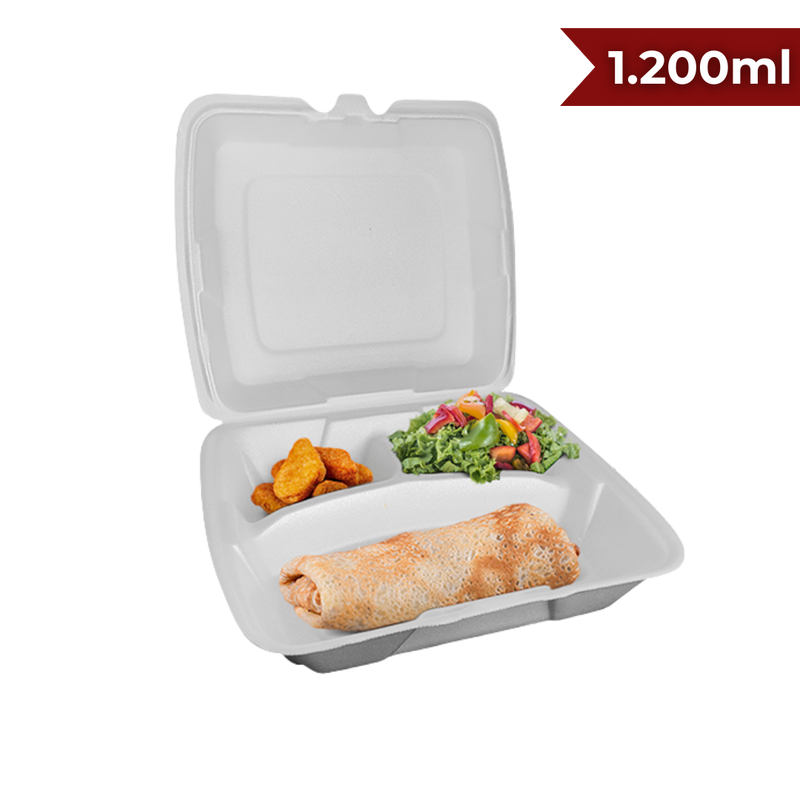 MARMITA DE ISOPOR HC-132 1.200ML - CX C/100UND