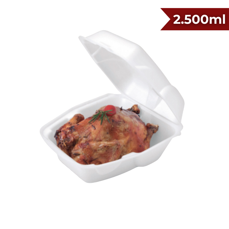 EMBALAGEM P/ FRANGO DE ISOPOR HFX-2 2.500ML - CX C/100UND